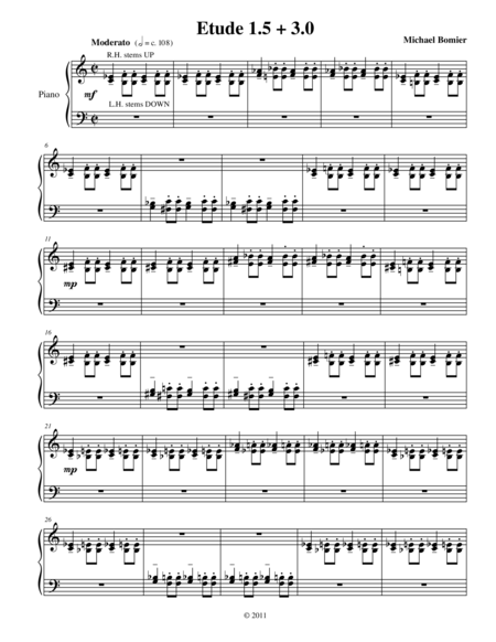 Etude 1.5 + 3.0 for Piano Solo from 25 Etudes using Symmetry, Mirroring and Intervals image number null