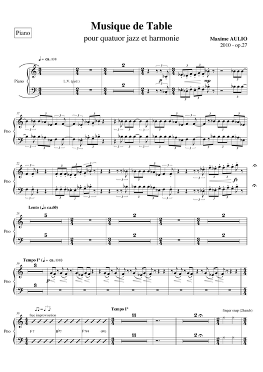 Musique de Table (Tafelmusik), for jazz quartet & wind band - 2nd movement - set of parts