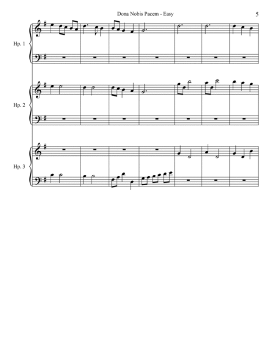 Dona Nobis Pacem - Easy Harp scores gallery preview page 5
