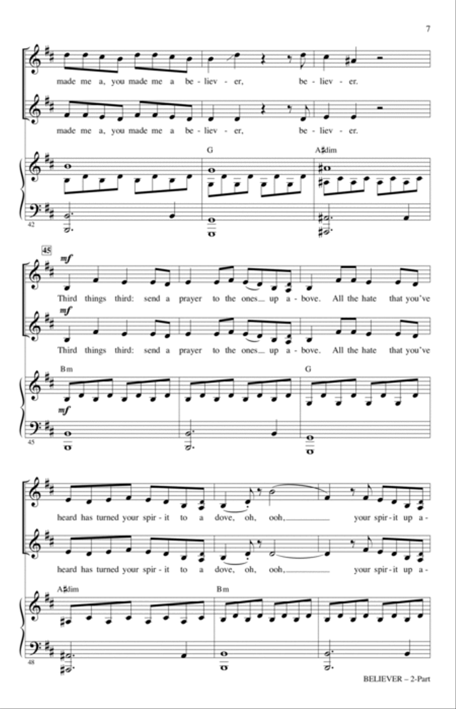 Believer (arr. Mark Brymer) 2-Part scores gallery preview page 6