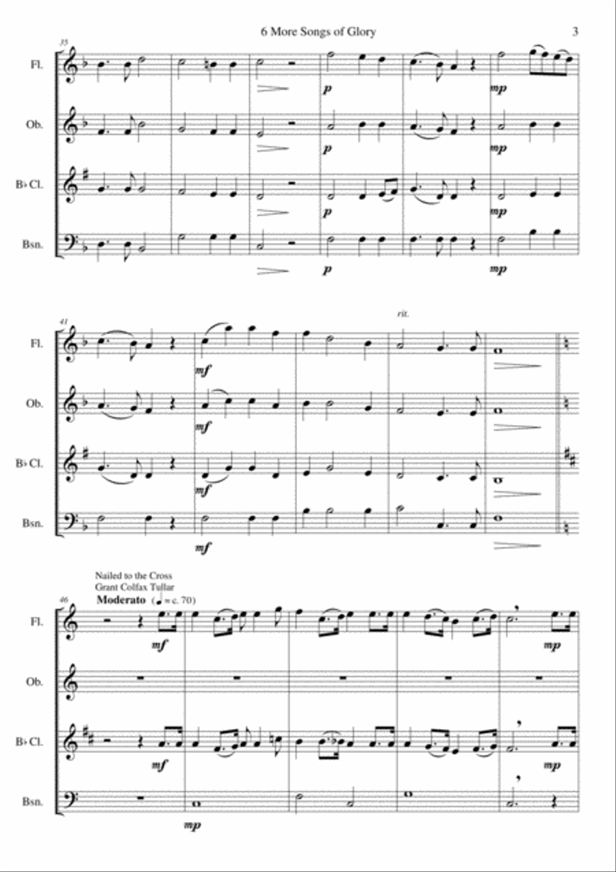 6 more Songs of Glory for wind quartet Woodwind Quartet scores gallery preview page 3