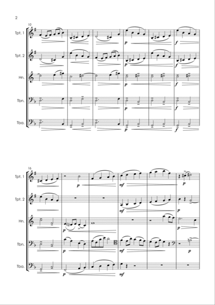 String Quartet in F - mvt.1 (Ravel) for brass - brass quintet Brass Quintet scores gallery preview page 4