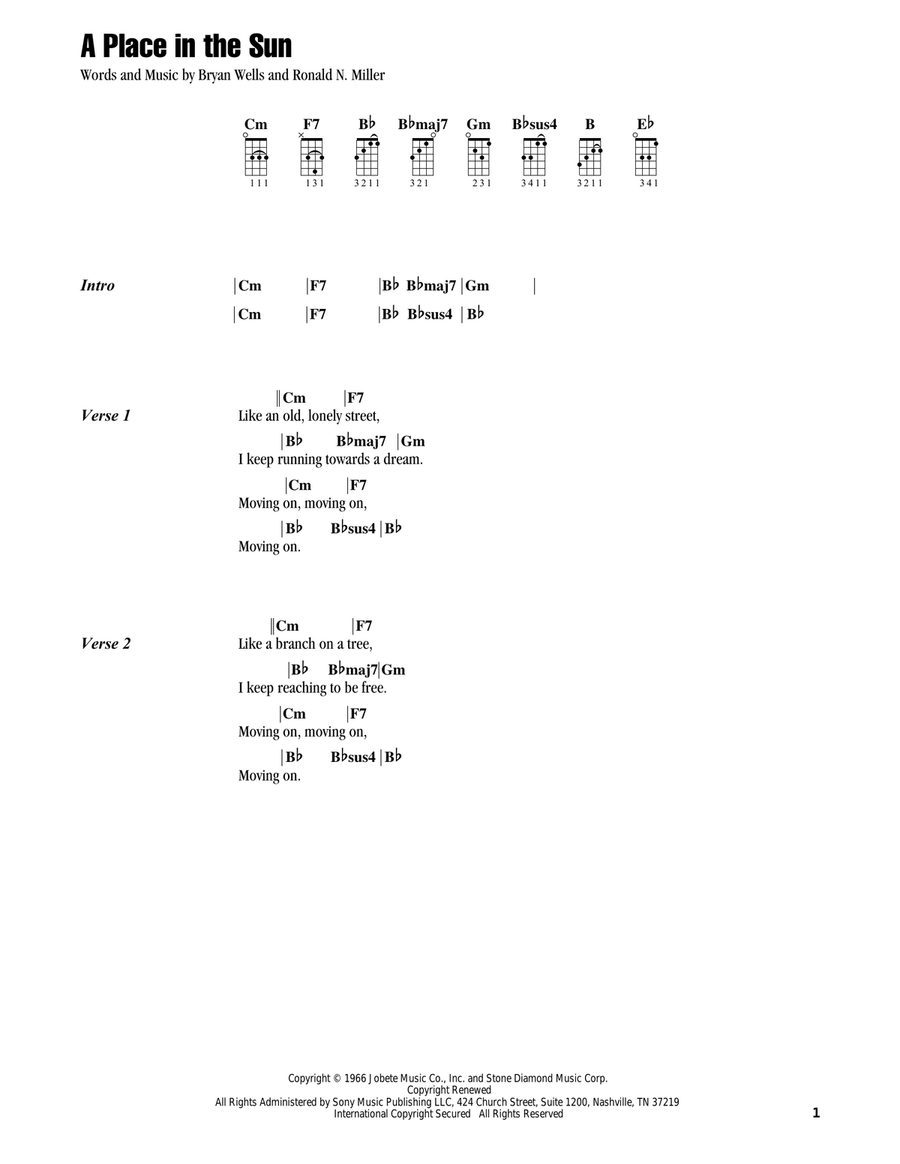 A Place In The Sun (feat. Jack Johnson with Paula Fuga) Ukulele scores gallery preview page 1