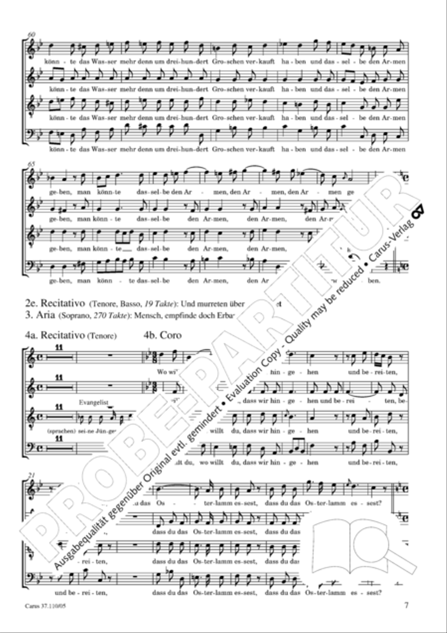 Markuspassion. Werkausgabe Reihe 1, Bd. 7 (Homilius) 4-Part scores gallery preview page 8