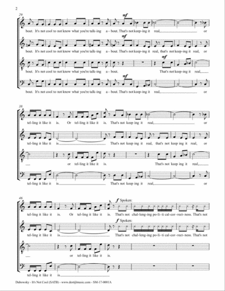 It's Not Cool (SATB)