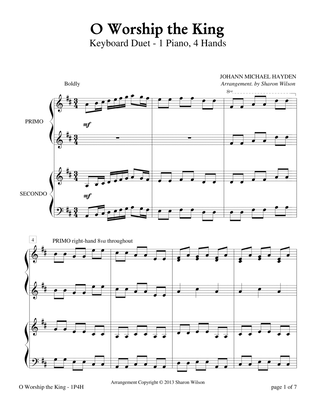 Book cover for O Worship The King (1 Piano, 4 Hands)