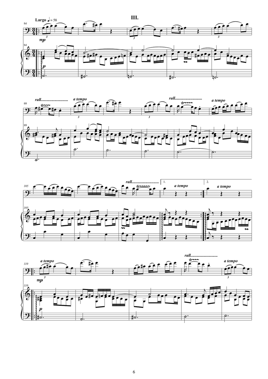 Vivaldi - Cello Sonata No.3 in A minor Op.14 RV 43 for Cello and Cembalo (or Piano) String Duet scores gallery preview page 6