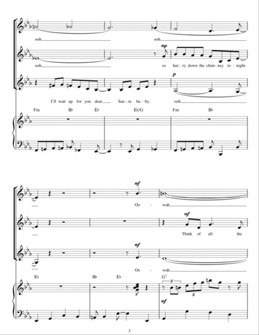 Santa Baby (arr. Jonathan Wikeley) SSA scores gallery preview page 3