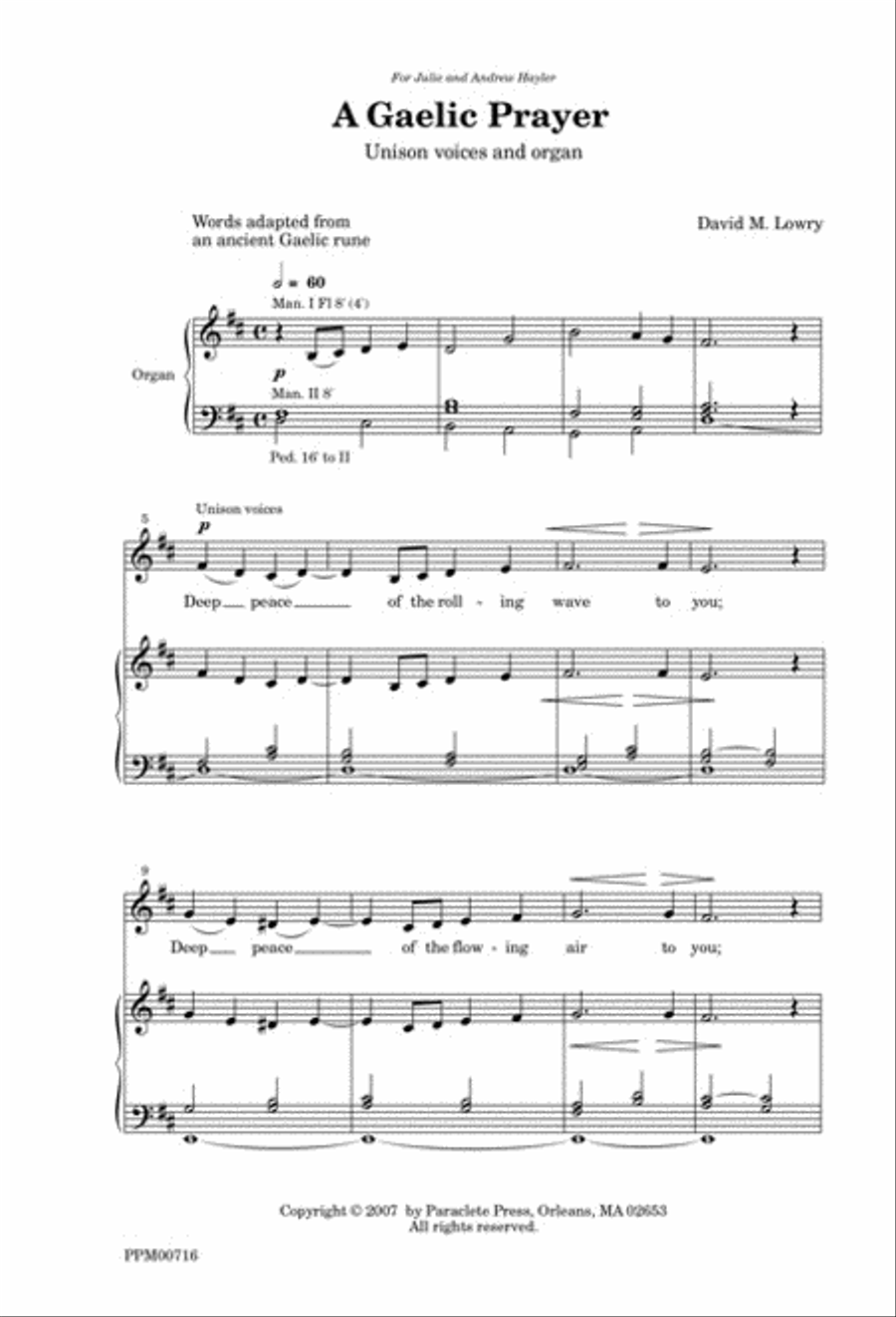 A Gaelic Prayer Unison Choir scores gallery preview page 1
