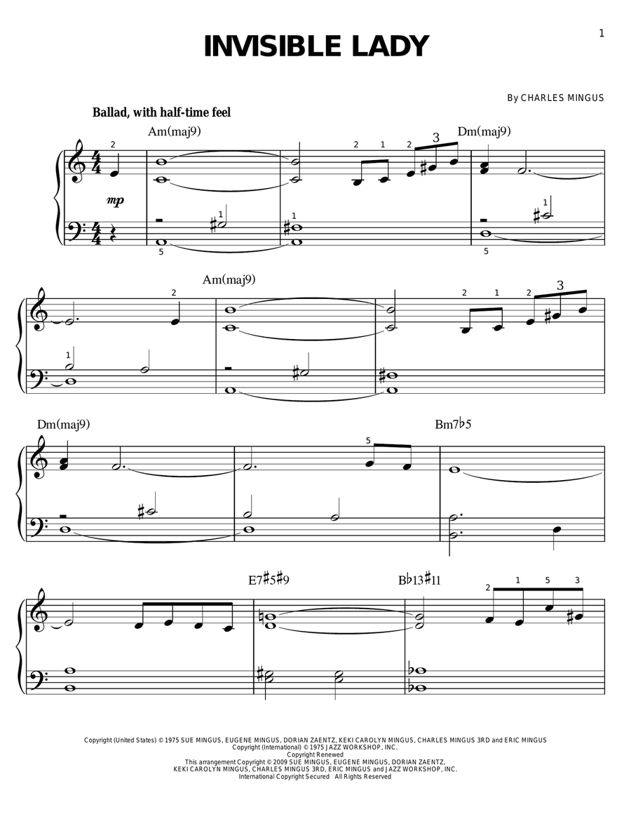 Invisible Lady Invisible Lady Easy Piano scores gallery preview page 1