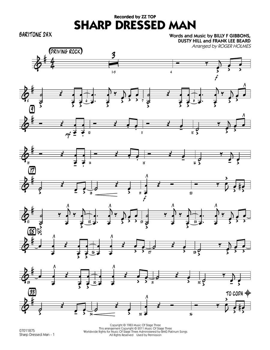 Sharp Dressed Man - Baritone Sax Jazz Ensemble scores gallery preview page 1