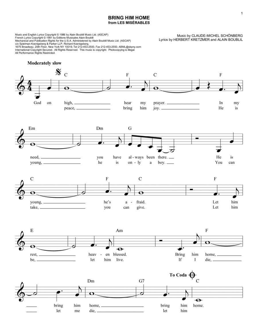 Bring Him Home (from Les Miserables) Guitar scores gallery preview page 1