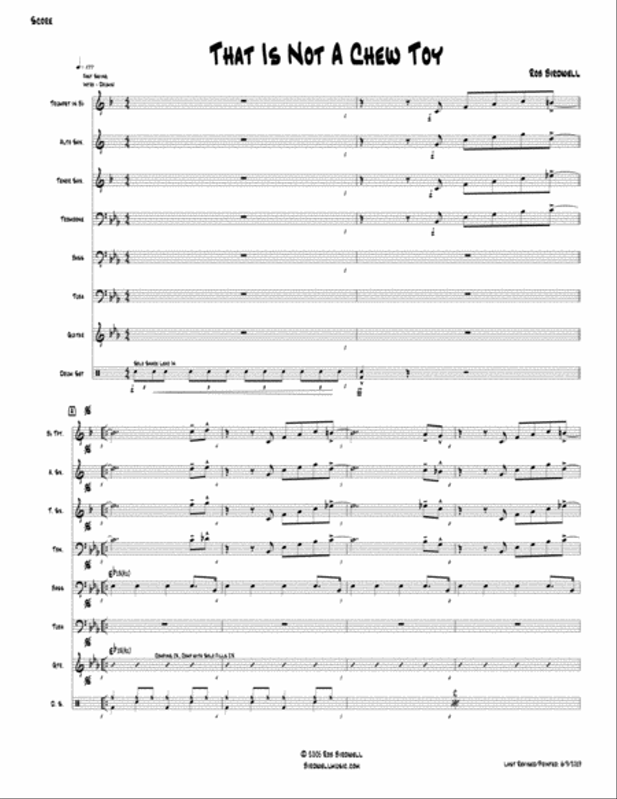 That Is Not A Chew Toy (septet version / Blowholes) Jazz Ensemble scores gallery preview page 1