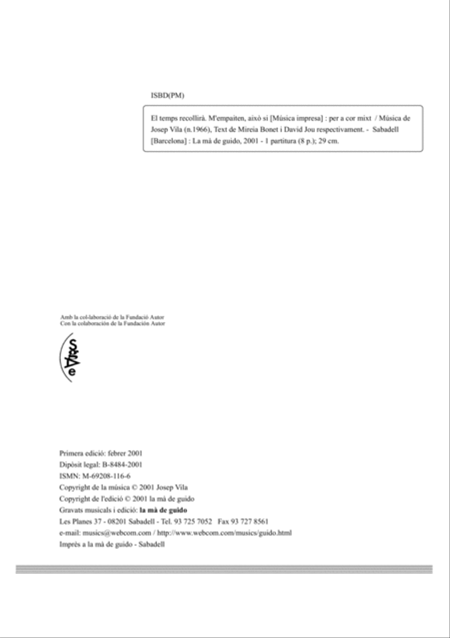 El temps recollirà / M'enpaiten, això si 4-Part scores gallery preview page 2
