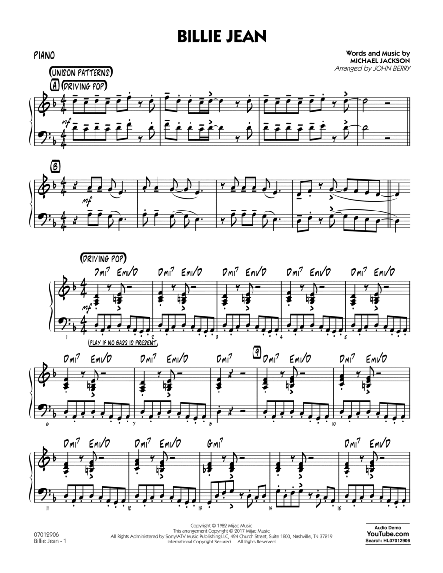 Billie Jean - Piano Easy Piano scores gallery preview page 1