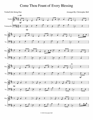 Come Thou Fount of Every Blessing - Violin/Cello Duet