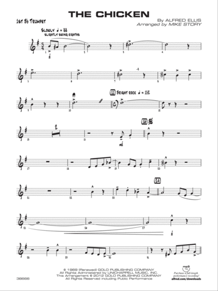 The Chicken: 1st B-flat Trumpet Jazz Ensemble scores gallery preview page 1