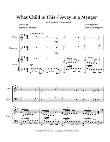 Christmas Medley (What Child is This / Away in a Manger): Trio for Oboe, Bassoon and Piano image number null