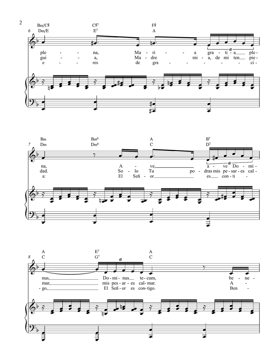 Ave Maria - Latin and Spanish texts - In four keys Piano, Vocal scores gallery preview page 2