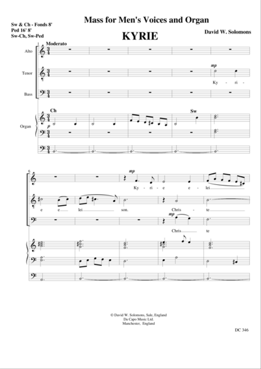 Mass for men's voices and organ TB scores gallery preview page 1