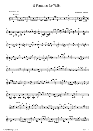 Telemann 12 Fantasias for Solo Violin, No 12