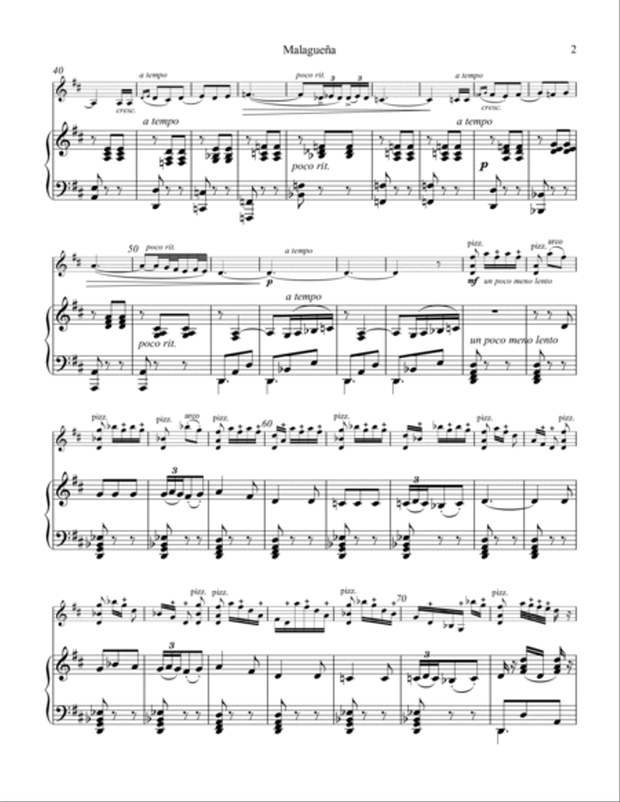 Malaguena Op. 21 No. 1 for violin and piano Violin Solo scores gallery preview page 2