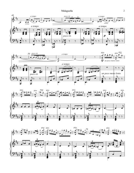 Malaguena Op. 21 No. 1 for violin and piano