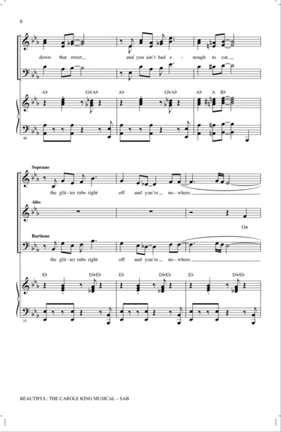 Beautiful: The Carole King Musical (Choral Selections) 3-Part scores gallery preview page 6