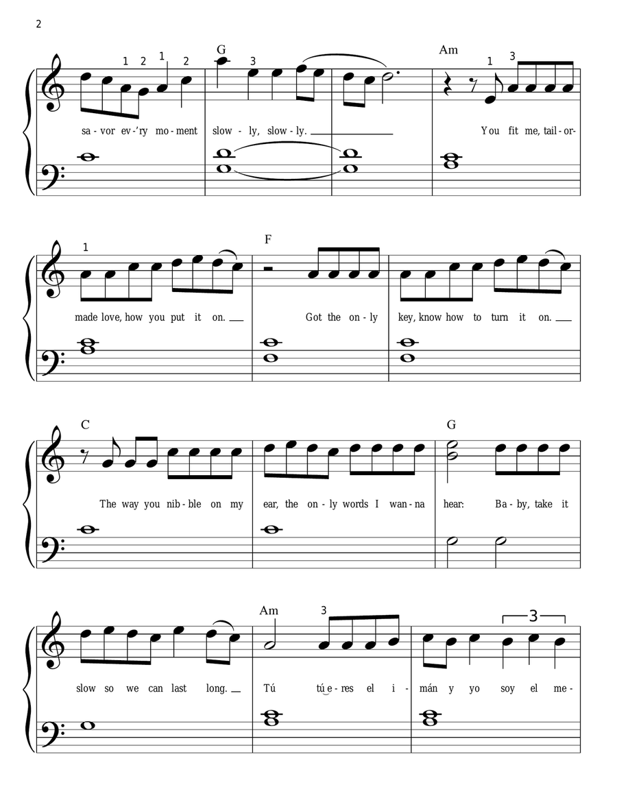 Despacito Easy Piano scores gallery preview page 2