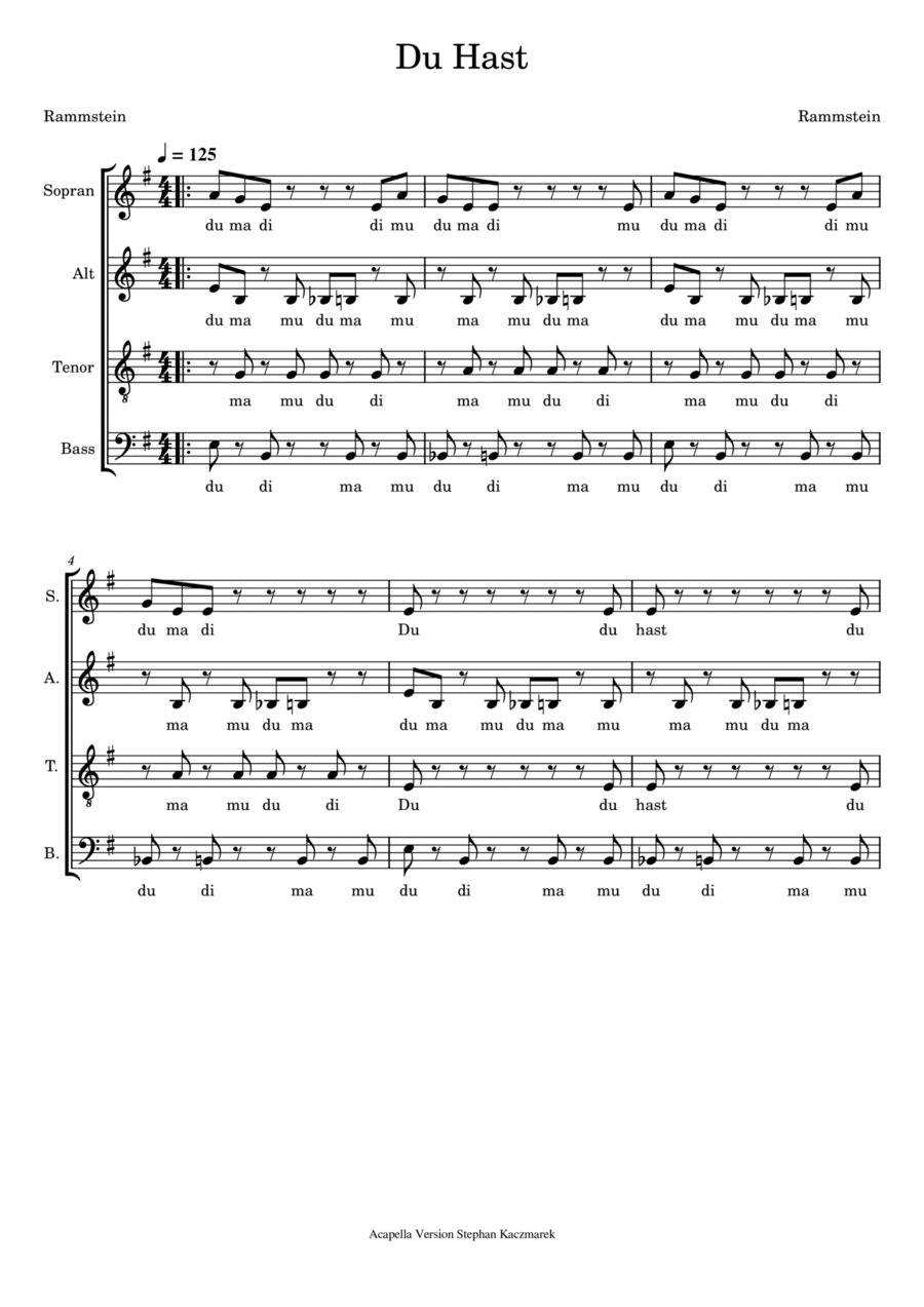 Du Hast 4-Part scores gallery preview page 1