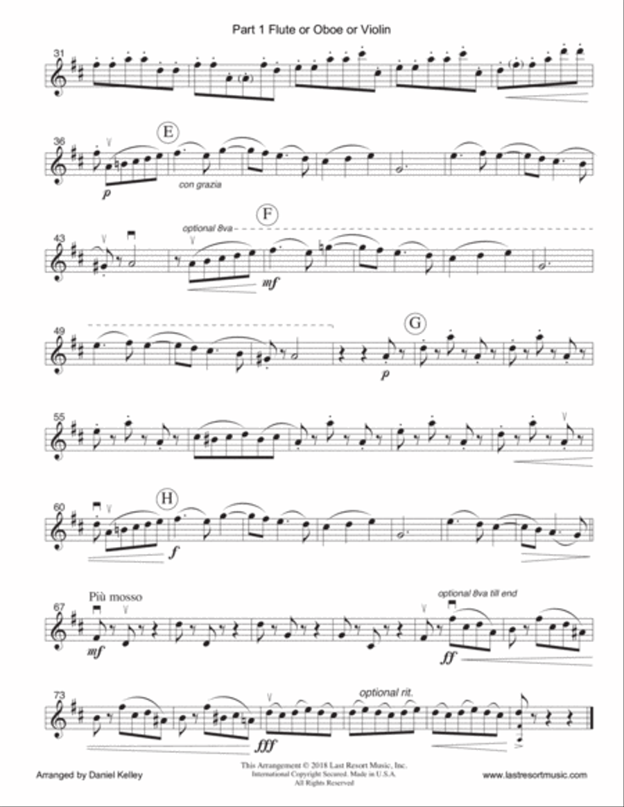 Chocolate from the Nutcracker for Piano Trio (Violin, Cello & Piano) or Piano Quartet Small Ensemble scores gallery preview page 4