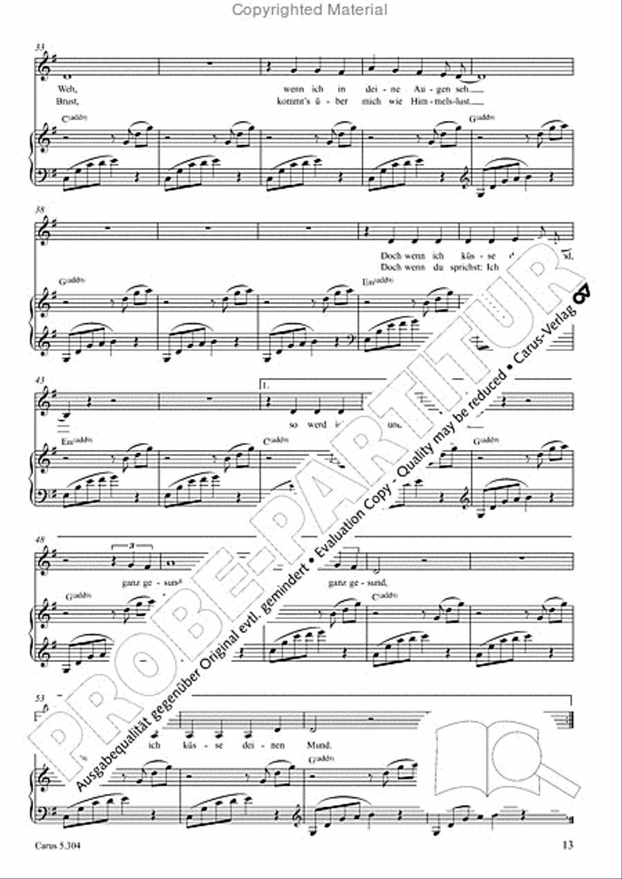 Schindler: Rosenzeit. Ein Liederzyklus uber die Liebe. Chansons fur Singstimme und Klavier Piano scores gallery preview page 14