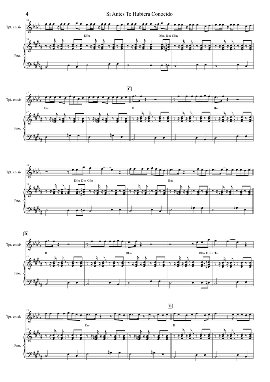 Si Antes Te Hubiera Conocido B-Flat Trumpet scores gallery preview page 4