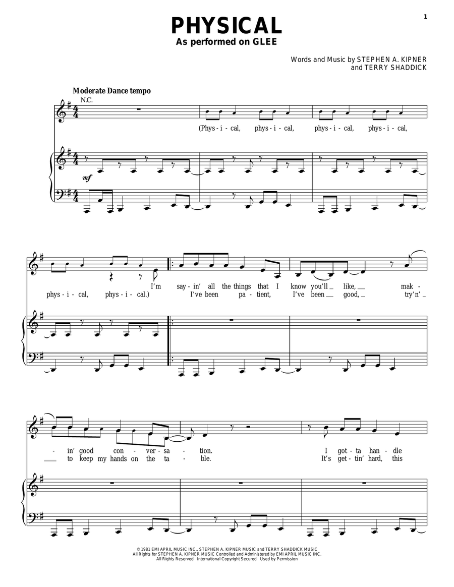 Physical Piano, Vocal scores gallery preview page 1