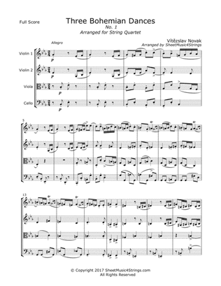 Novak, V. - Bohemian Dances, No. 1 for String Quartet