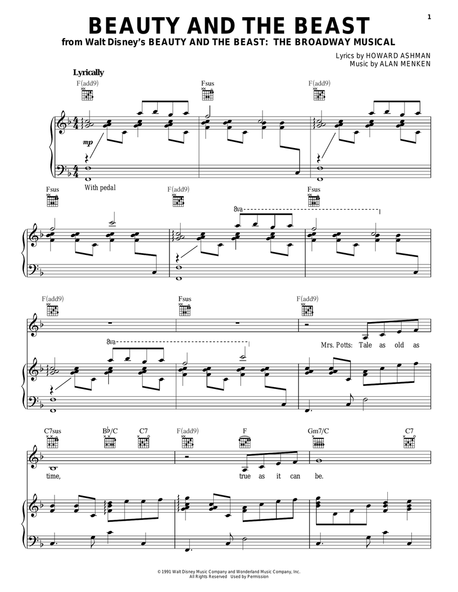 Beauty And The Beast Acoustic Guitar scores gallery preview page 1
