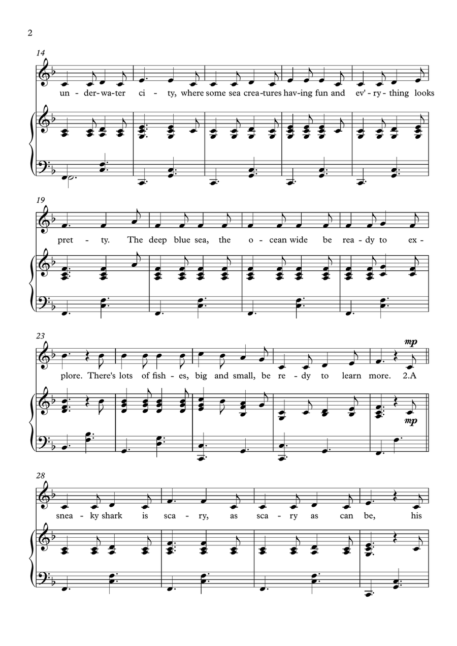 The X4 to C5 The Underwater Bunch- karaoke Voice Solo scores gallery preview page 2