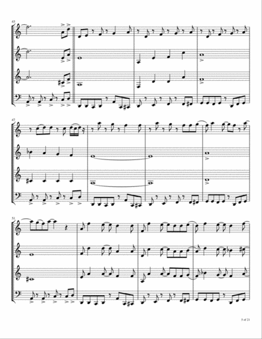 Boogie Wonderland Woodwind Quartet scores gallery preview page 6