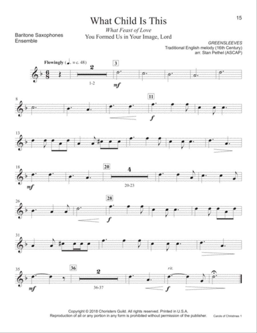 Carols of Christmas, Set 1 - Baritone Saxophone Baritone Saxophone scores gallery preview page 9