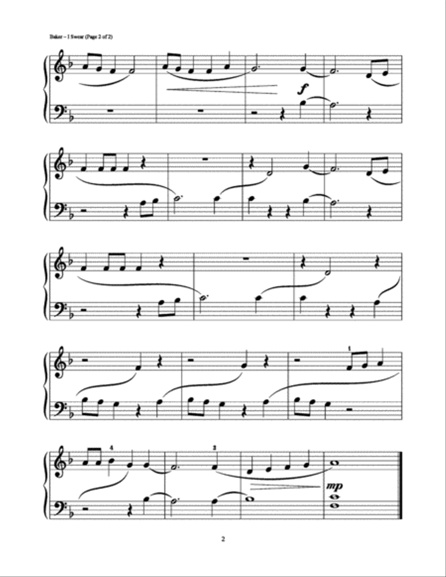I Swear Easy Piano scores gallery preview page 2
