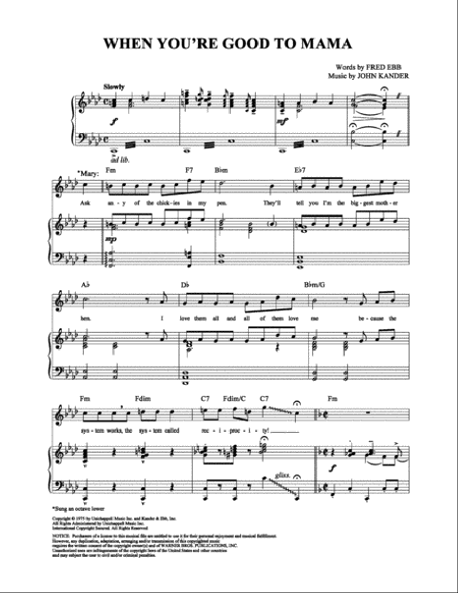 When You're Good to Mama Piano, Vocal, Guitar scores gallery preview page 1