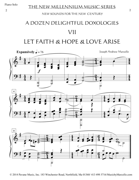 Delightful Doxology VII - 'Let Faith & Hope & Love Arise' - Piano (G) image number null
