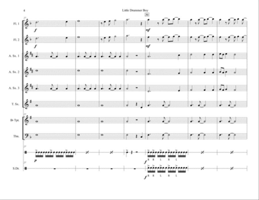 The Little Drummer Boy Concert Band scores gallery preview page 4