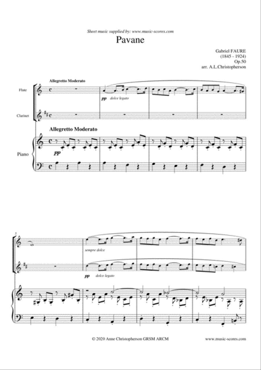 Op.50 Pavane - Flute, Clarinet and Piano image number null