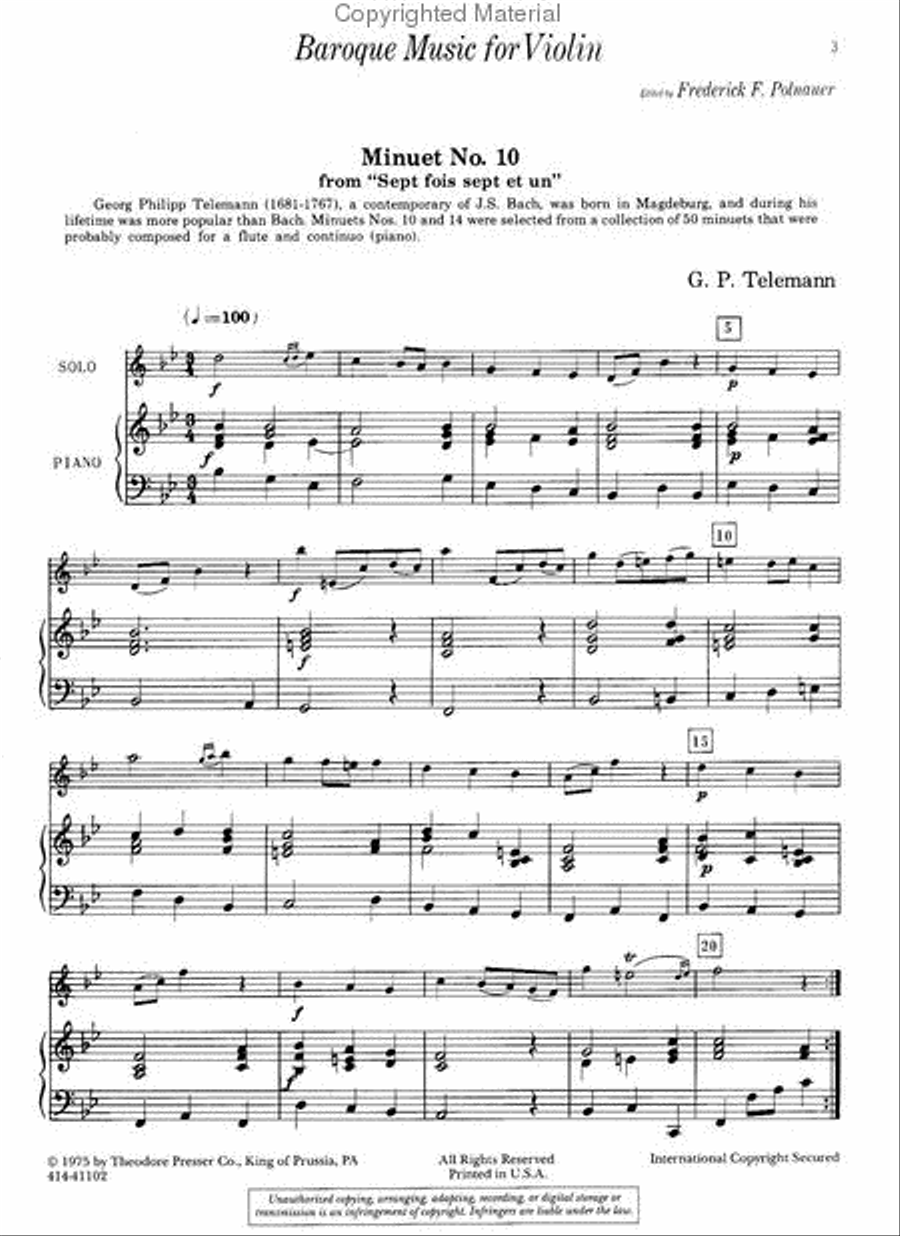 Baroque Music for Violin Baroque Music for Violin Chamber Music scores gallery preview page 2