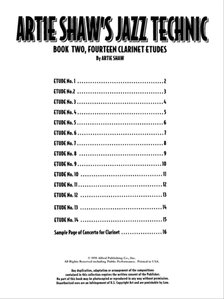 Artie Shaw's Jazz Technic, Book 2