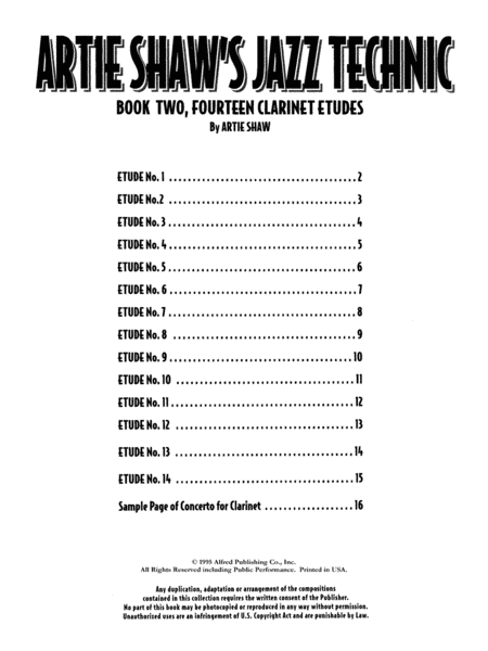 Artie Shaw's Jazz Technic, Book 2 by Artie Shaw Clarinet - Sheet Music