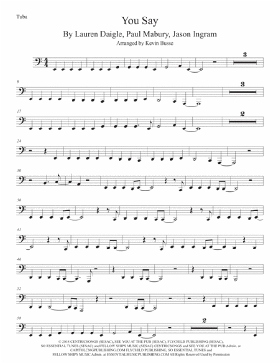 You Say You Say Tuba scores gallery preview page 1
