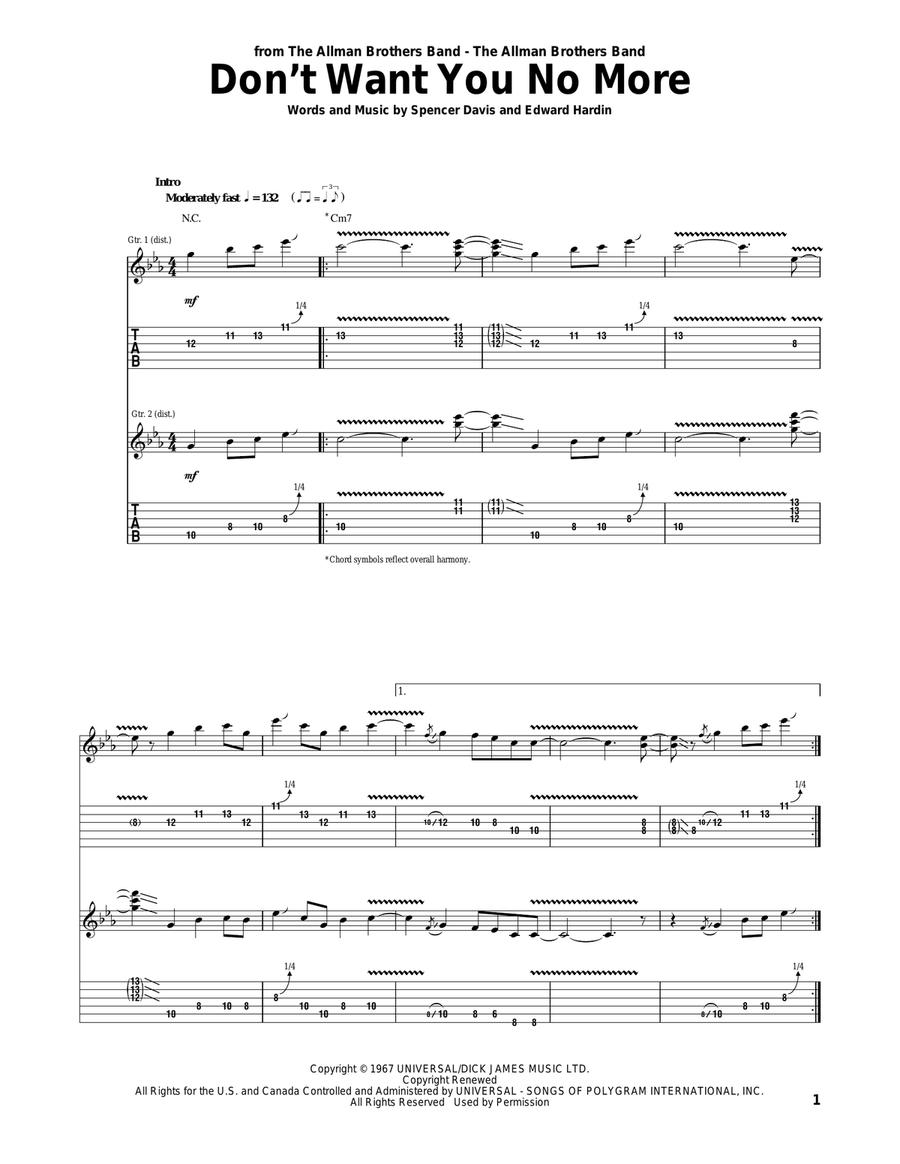 Don't Want You No More Acoustic Guitar scores gallery preview page 1