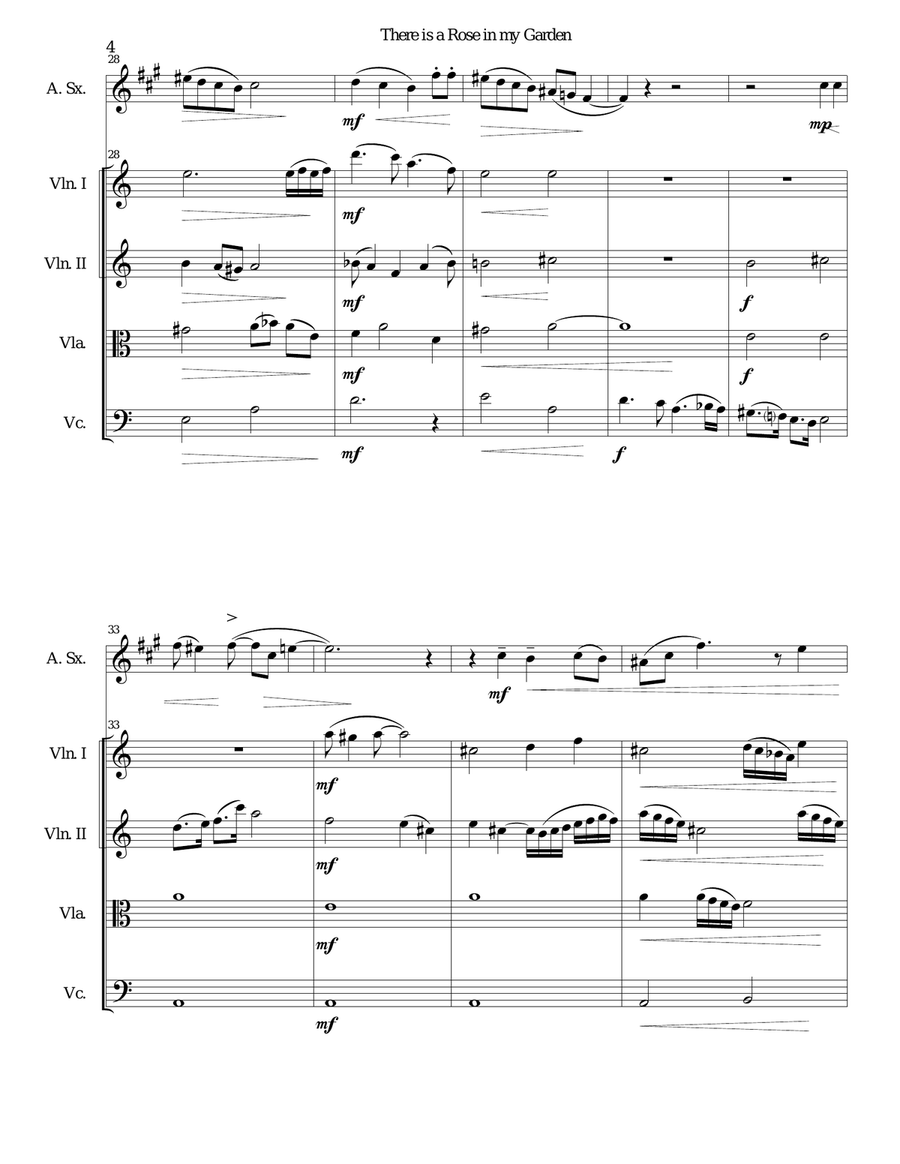 There is a Rose in my Garden for alto saxophone and strings Chamber Orchestra scores gallery preview page 4